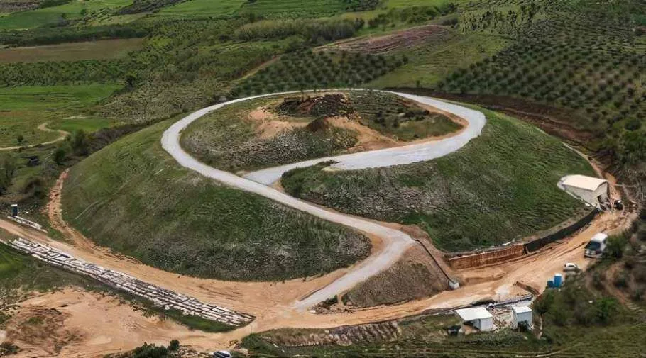 Aerial view of the Kasta Tumulus at Amphipolis