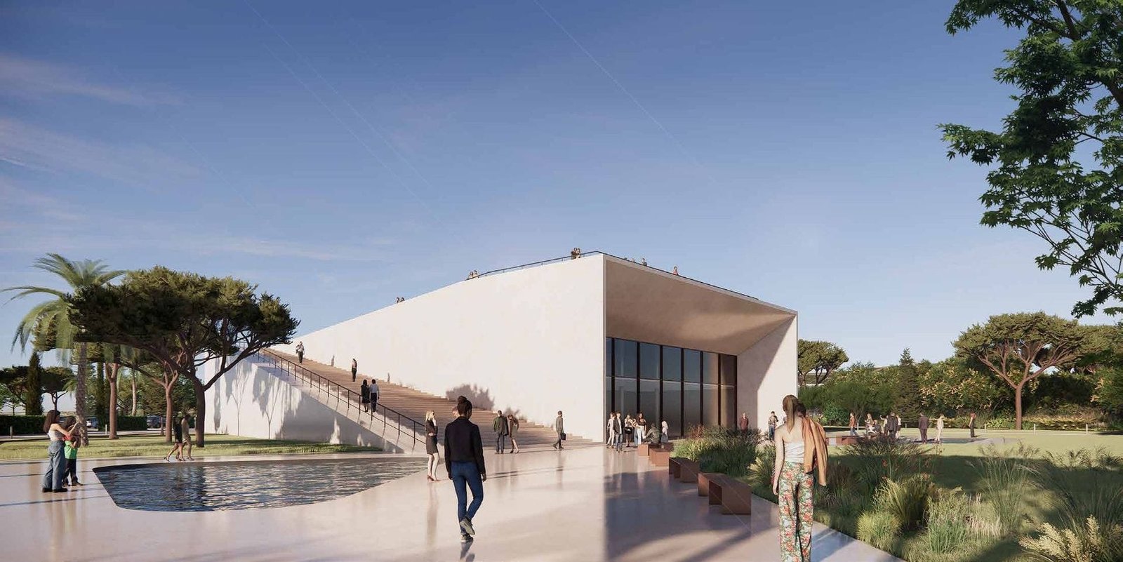 The Cultural & Events Center with its rooftop stairway