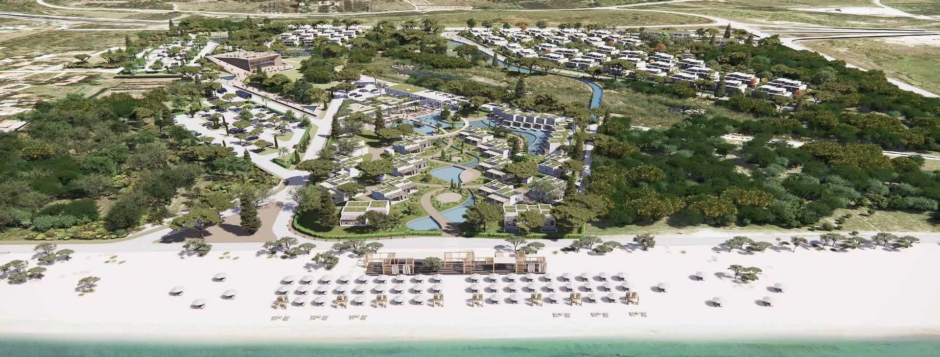 Aerial view of The Great masterplan by the beach