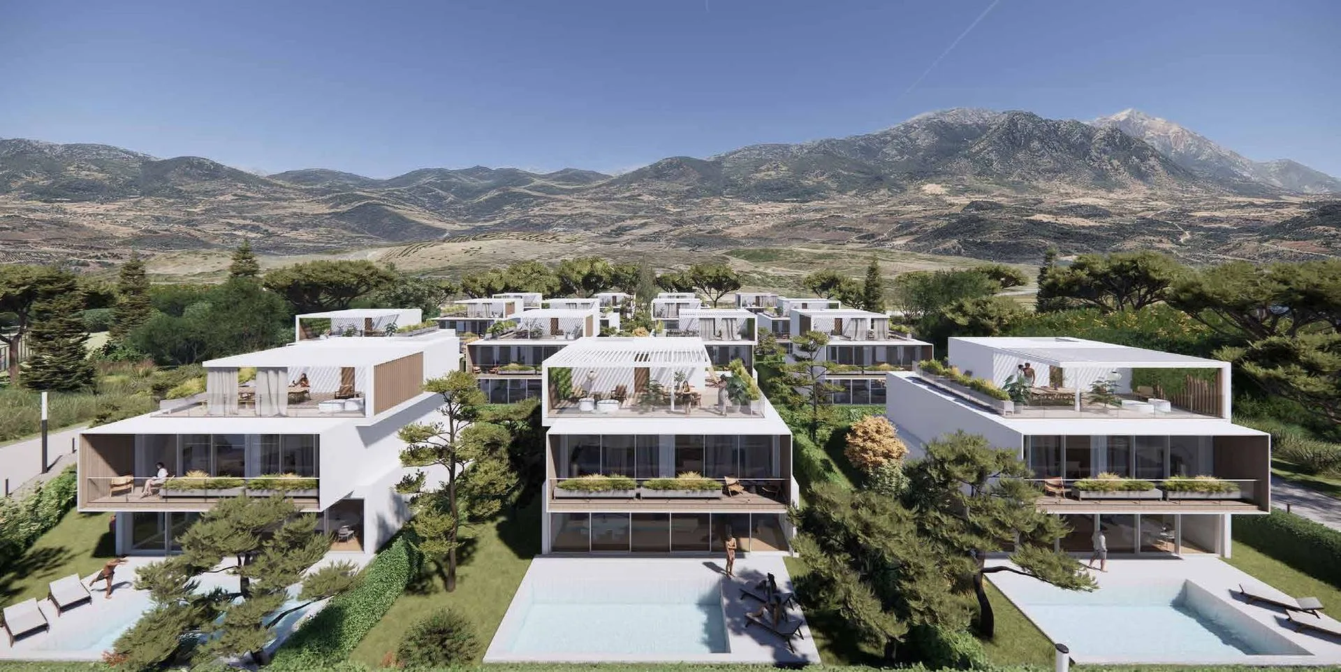 Branded residences with private pools and mountain views
